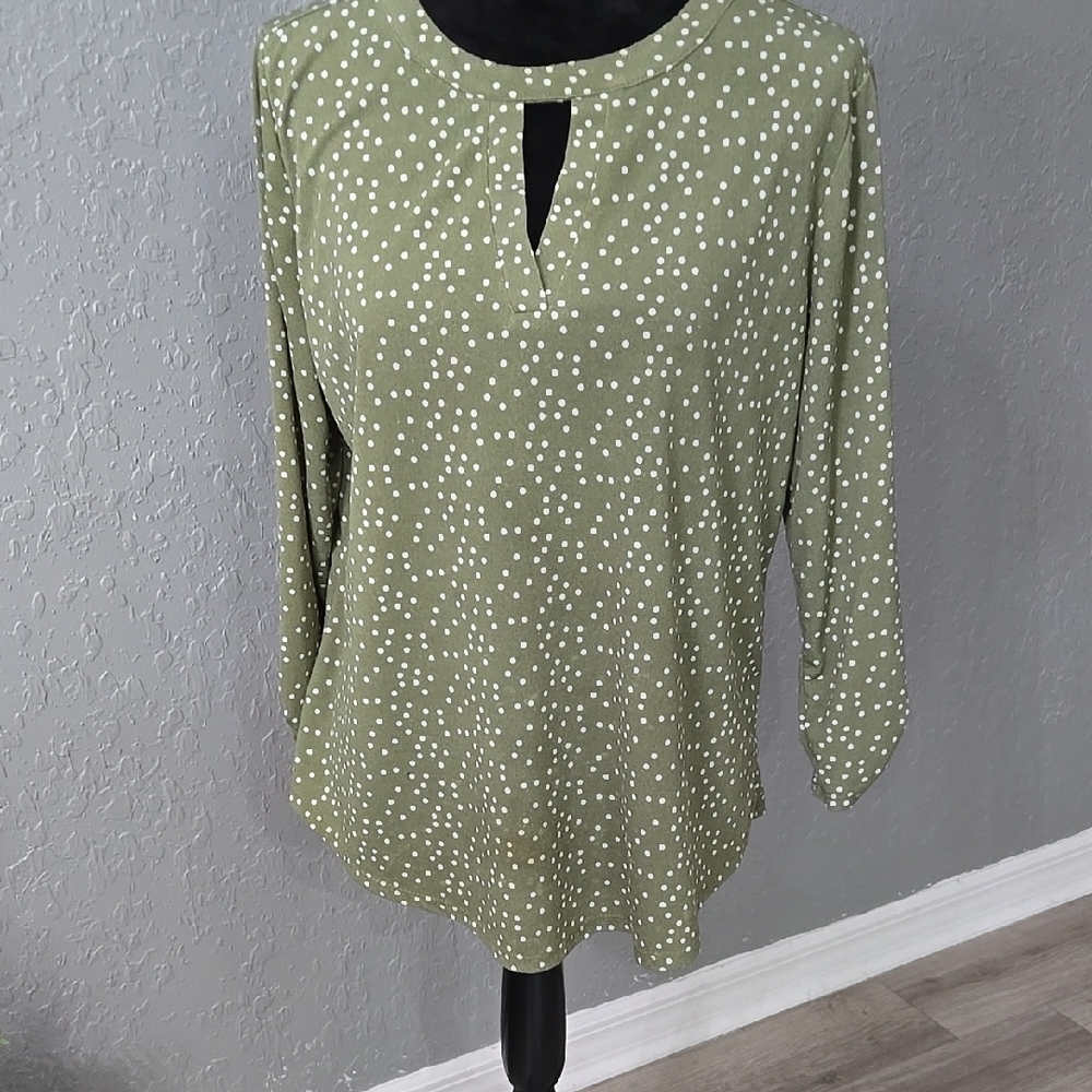 Green Polka Dot Blouse